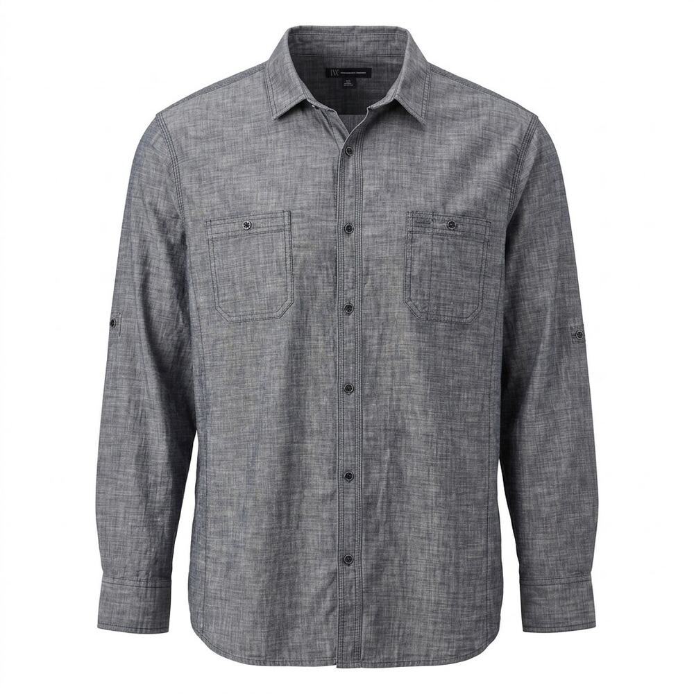 INC International Concepts Gray Button-Up Shirt Men Size XXL
